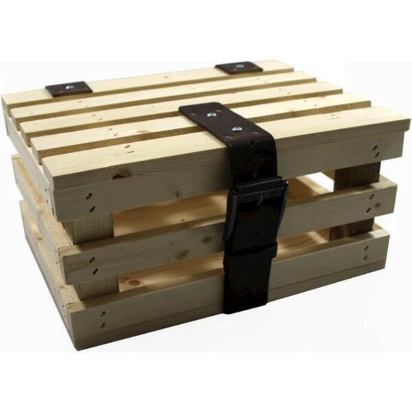 Merkloos fietskrat mini blank vuren hout + deksel